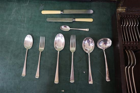 A Mappin & Webb service of plated flatware in oak canteen (setting for eight)